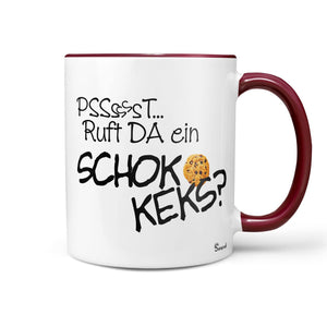 Tasse Schokokeks Spruch – Lustige Kekstasse mit Humor in Rot - Sunnywall - Individualität trifft Design