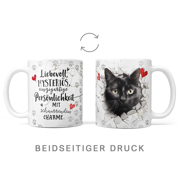 Tasse Schwarze Katze mysteriös & einzigartig - Katzenrassen Kollektion - Sunnywall - Individualität trifft Design