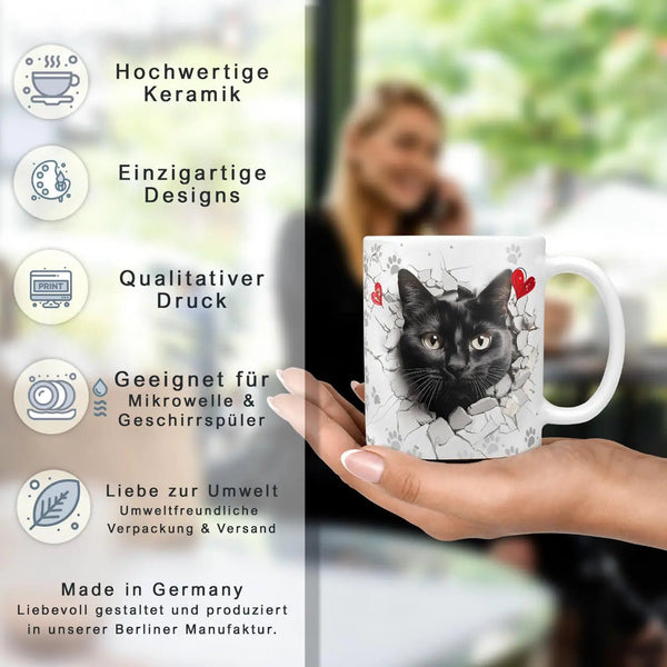 Tasse Schwarze Katze mysteriös & einzigartig - Katzenrassen Kollektion - Sunnywall - Individualität trifft Design