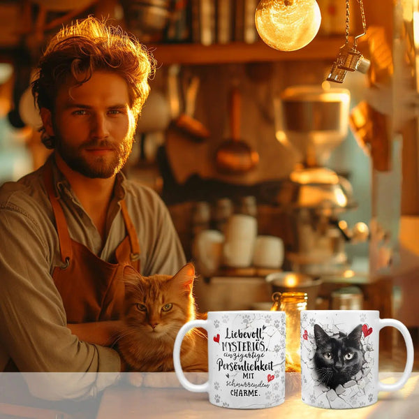 Tasse Schwarze Katze mysteriös & einzigartig - Katzenrassen Kollektion - Sunnywall - Individualität trifft Design