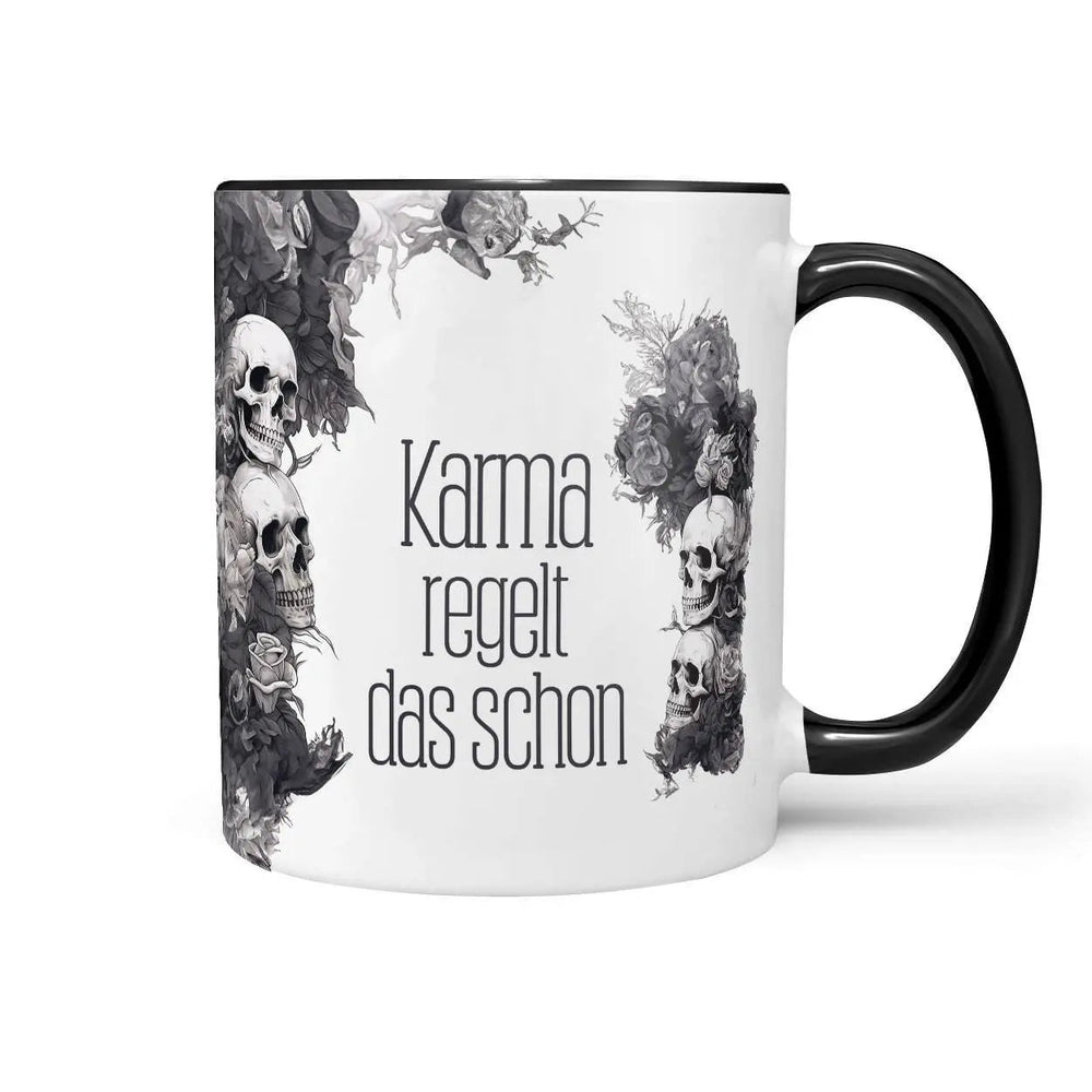 Tasse Spruch Kaffeetasse Karma regelt das schon Statement - Sunnywall - Individualität trifft Design