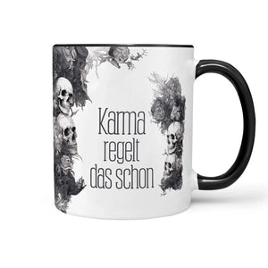 Tasse Spruch Kaffeetasse Karma regelt das schon Statement - Sunnywall - Individualität trifft Design