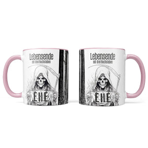 Tasse Spruch Kaffeetasse Lebensende mit drei Buchstaben - EHE - Statement - Sunnywall - Individualität trifft Design