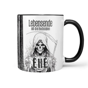 Tasse Spruch Kaffeetasse Lebensende mit drei Buchstaben - EHE - Statement - Sunnywall - Individualität trifft Design