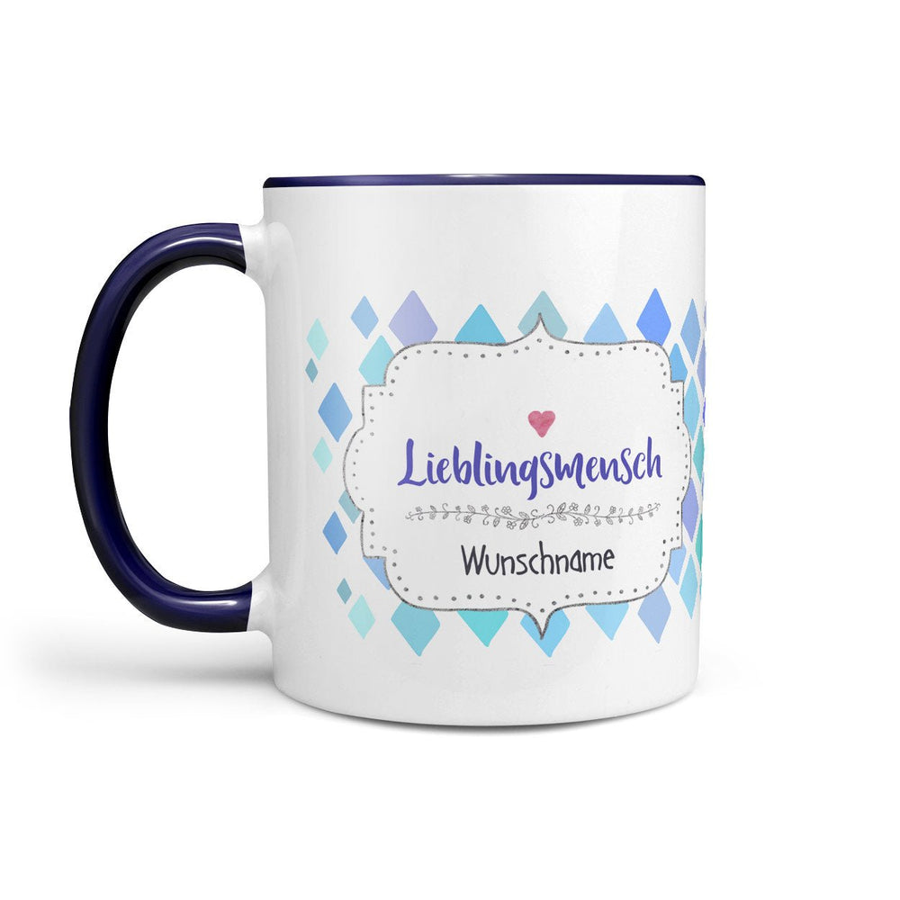 Tasse Wunschname Lieblingsmensch Blau Personalisiertes Geschenk - Sunnywall - Individualität trifft Design