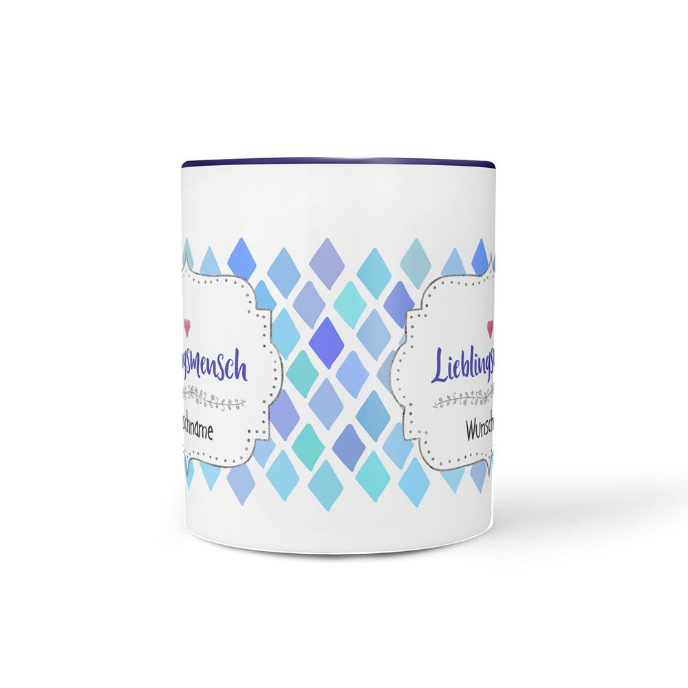 Tasse Wunschname Lieblingsmensch Blau Personalisiertes Geschenk - Sunnywall - Individualität trifft Design