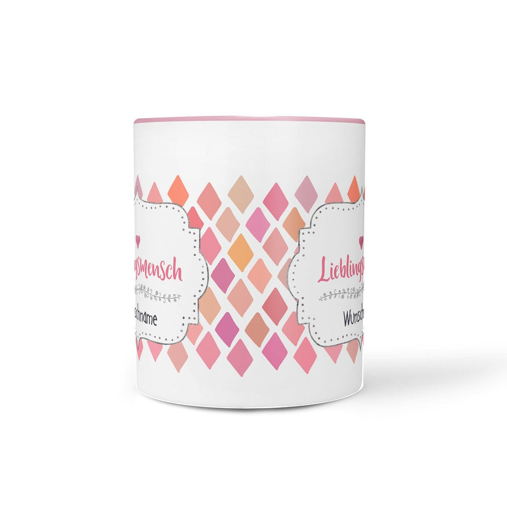 Tasse Wunschname Lieblingsmensch Rosa Geschenk mit Herz - Sunnywall - Individualität trifft Design
