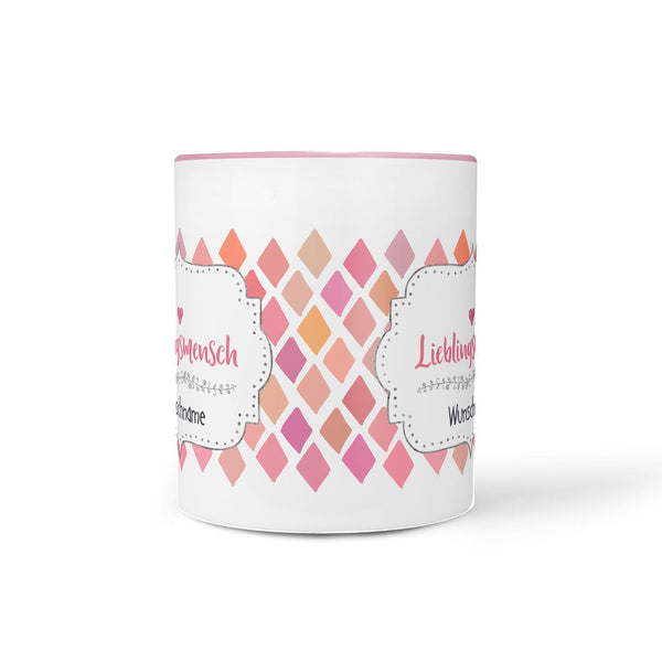 Tasse Wunschname Lieblingsmensch Rosa Geschenk mit Herz - Sunnywall - Individualität trifft Design