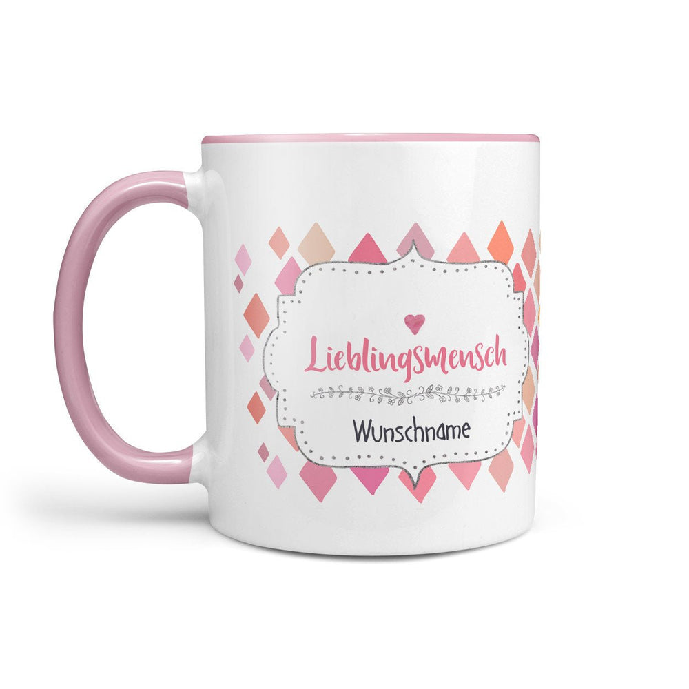 Tasse Wunschname Lieblingsmensch Rosa Geschenk mit Herz - Sunnywall - Individualität trifft Design