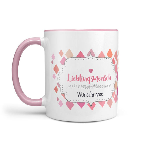 Tasse Wunschname Lieblingsmensch Rosa Geschenk mit Herz - Sunnywall - Individualität trifft Design