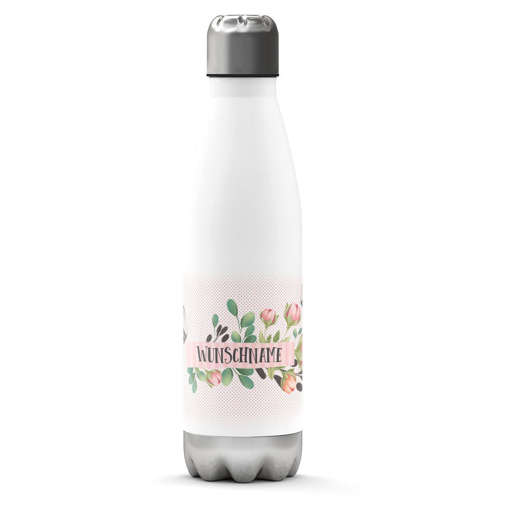 Thermosflasche 500 ml – Blumen & Schmetterlinge mit Wunschname - Sunnywall - Individualität trifft Design