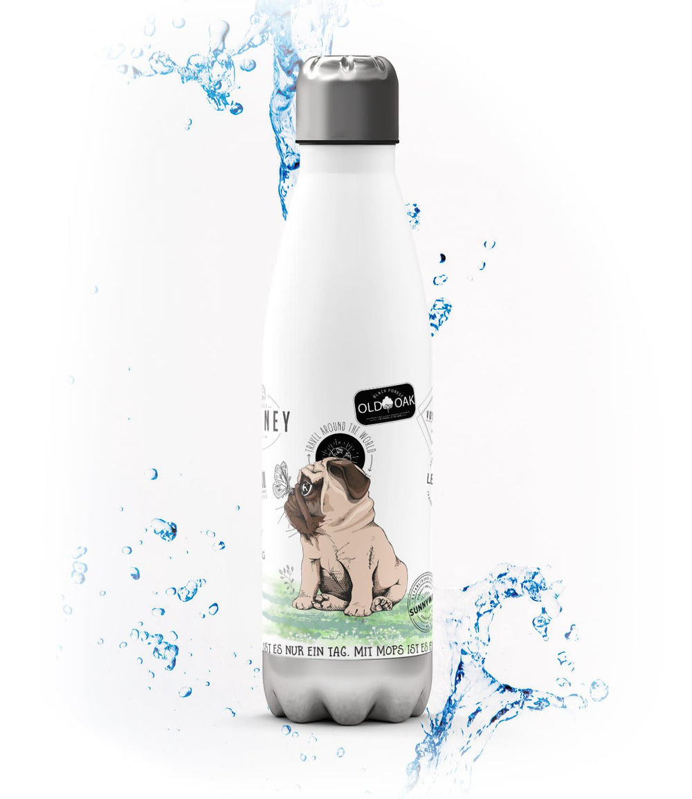 Thermosflasche 500 ml – Mops schöner Tag - Sunnywall - Individualität trifft Design