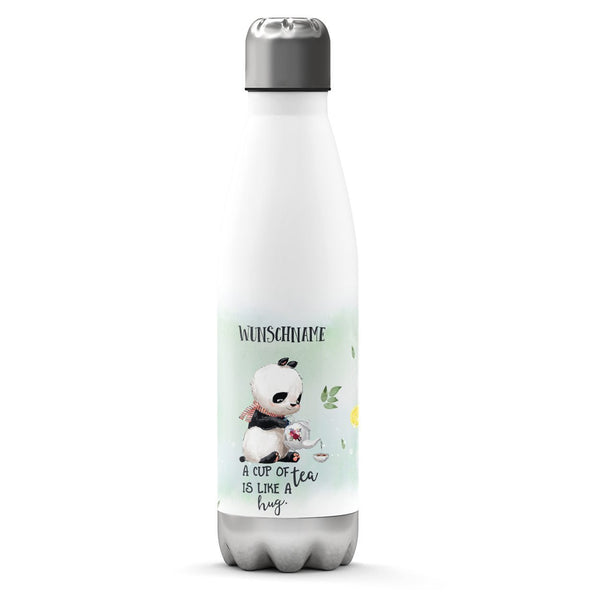 Thermosflasche 500 ml – Panda & Tee mit Wunschname - Sunnywall - Individualität trifft Design