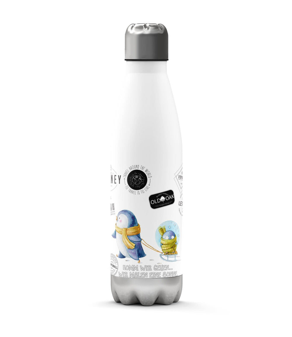 Thermosflasche 500 ml – Pinguin Komm wir gehen eine Sonne malen - Sunnywall - Individualität trifft Design