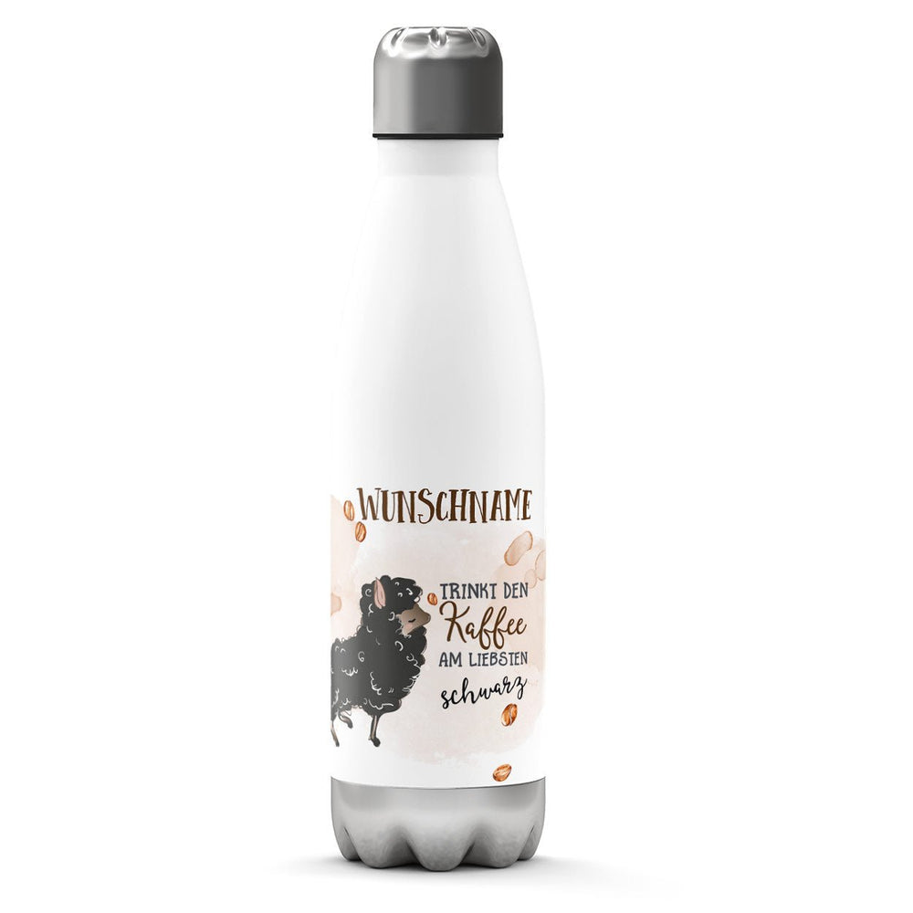 Thermosflasche 500 ml – Schwarzes Schaf & Kaffee mit Wunschname - Sunnywall - Individualität trifft Design