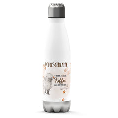 Thermosflasche 500 ml – Weißes Schaf & Kaffee mit Wunschname - Sunnywall - Individualität trifft Design