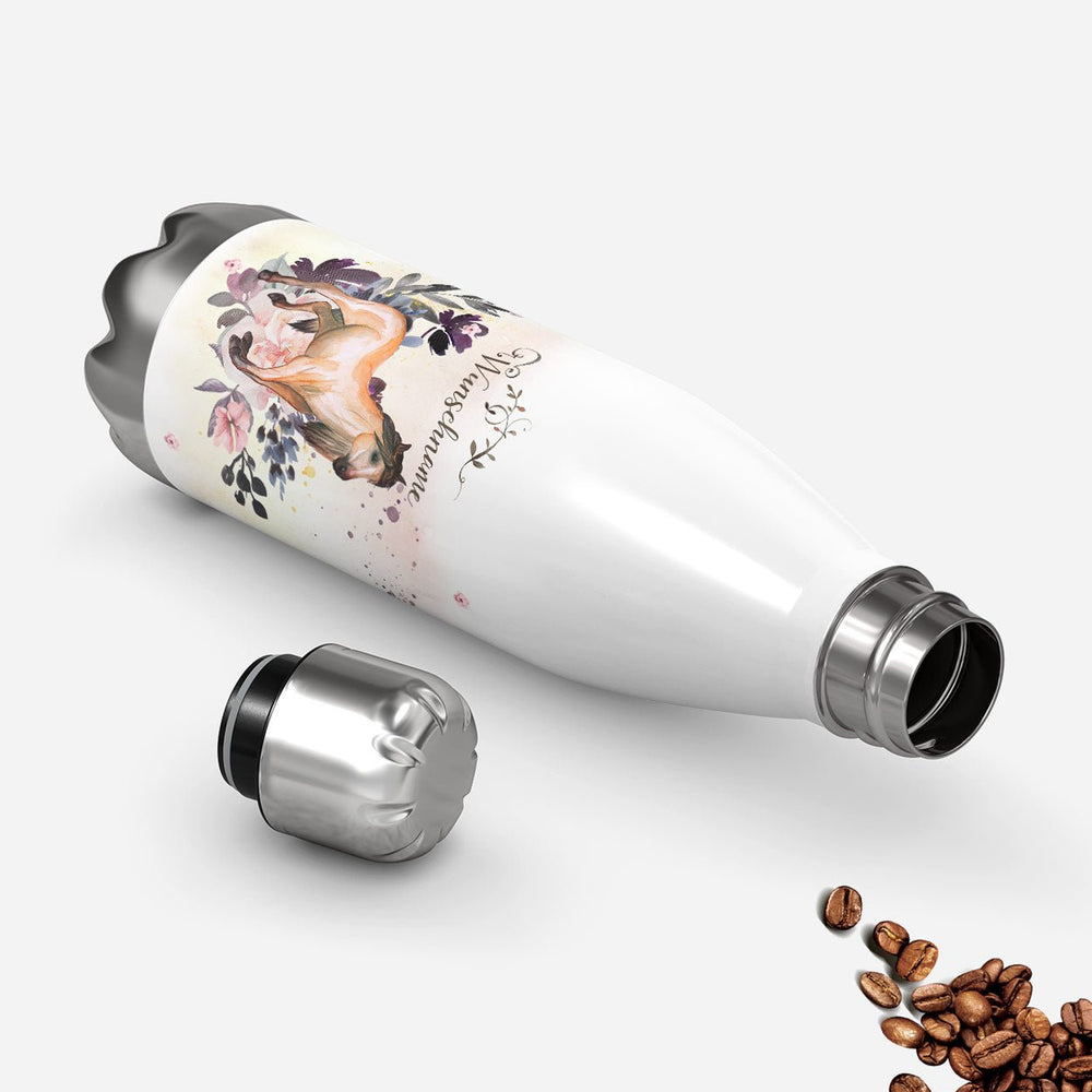 Thermosflasche 500 ml – Wunschname mit Palomino-Pferd - Sunnywall - Individualität trifft Design