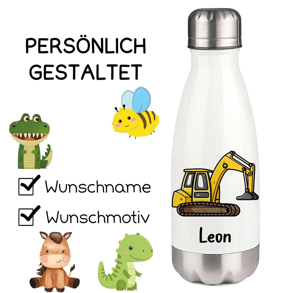 Thermosflasche Kinder mit Namen und Wunschmotiv personalisiert 350 ml Edelstahl - Sunnywall - Individualität trifft Design