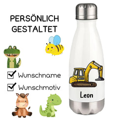 Thermosflasche Kinder mit Namen und Wunschmotiv personalisiert 350 ml Edelstahl - Sunnywall - Individualität trifft Design