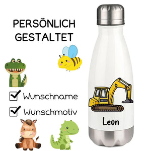 Thermosflasche Kinder mit Namen und Wunschmotiv personalisiert 350 ml Edelstahl - Sunnywall - Individualität trifft Design