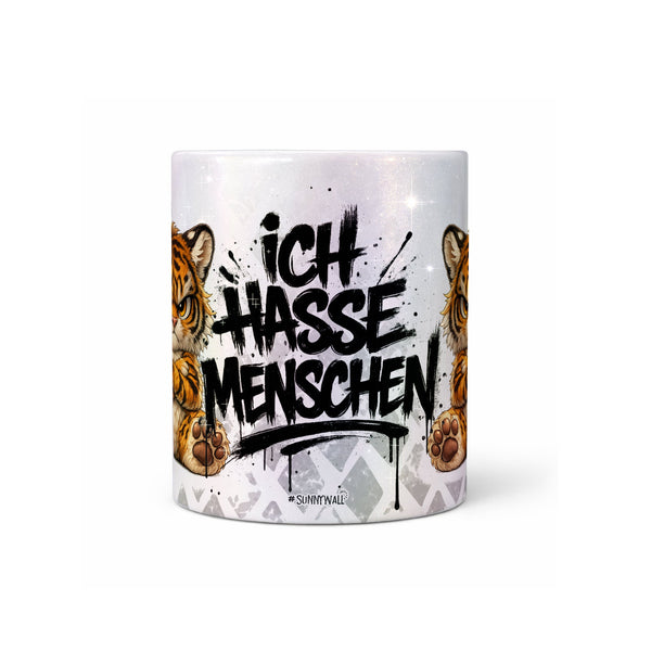 Tiger Tasse „Ich hasse Menschen“ – Lustige Kaffeetasse - Sunnywall - Individualität trifft Design