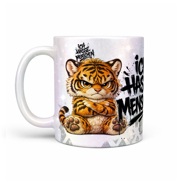 Tiger Tasse „Ich hasse Menschen“ – Lustige Kaffeetasse - Sunnywall - Individualität trifft Design