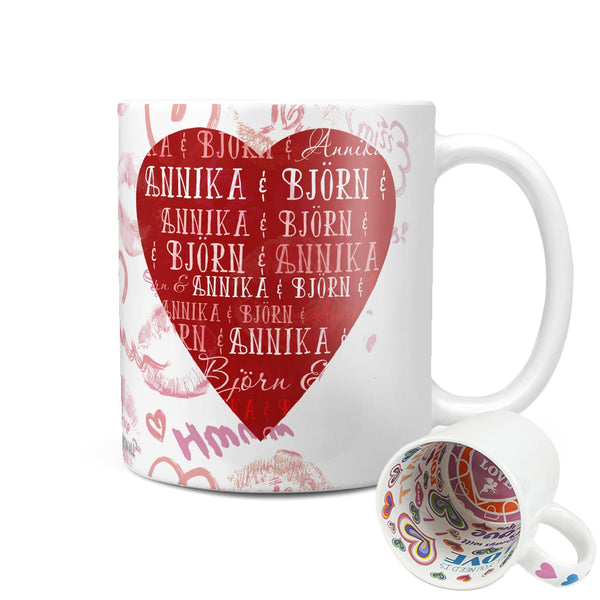 Valentinstagsgeschenk mit Wunschname Herzmotiv Tasse personalisiert - Sunnywall - Individualität trifft Design
