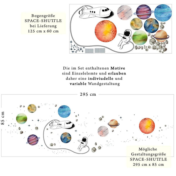 Wandtattoo Astronaut Raumschiff Weltall - Weltraum Wandtattoo Kollektion - Wandaufkleber - Sunnywall - Individualität trifft Design