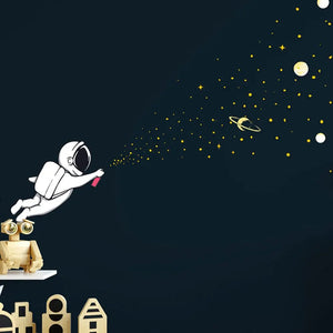 Wandtattoo Astronaut Spraydose Sterne – Galaktisches Street-Art Design für Kinderzimmer - Sunnywall - Individualität trifft Design
