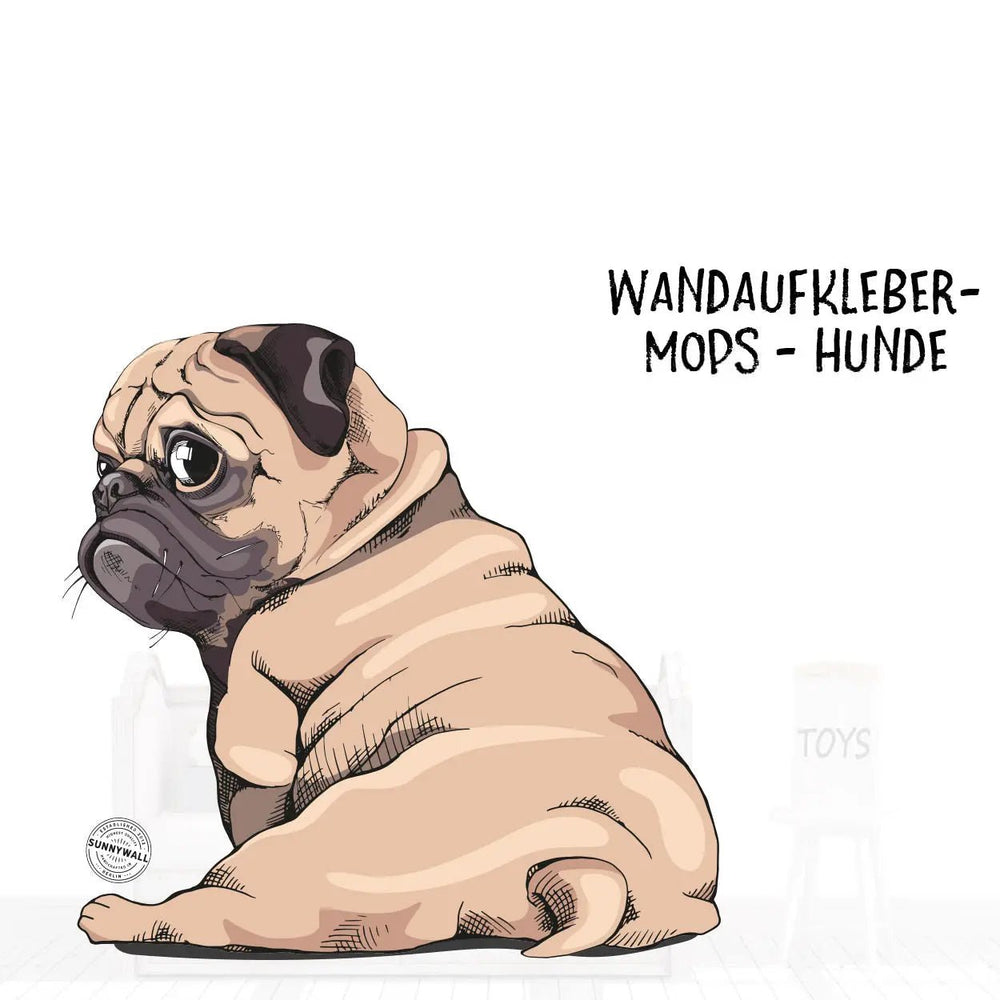 Wandtattoo Aufkleber Mops Hund Sitzend - Sunnywall - Individualität trifft Design