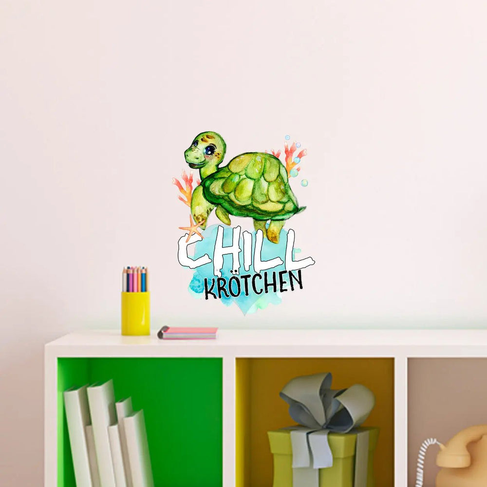 Wandtattoo Aufkleber Wandsticker Chill Kröte Schildkröte Trinchen turtle Kinderzimmer Dekoration - Sunnywall - Individualität trifft Design