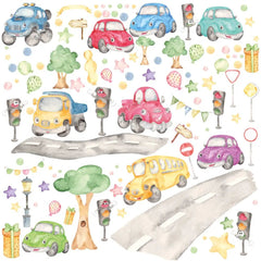 Wandtattoo Autos Kinderzimmer – XXL Set mit Fahrzeugen, Straße & Verkehrsschildern - Sunnywall - Individualität trifft Design