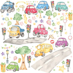 Wandtattoo Autos Kinderzimmer – XXL Set mit Fahrzeugen, Straße & Verkehrsschildern - Sunnywall - Individualität trifft Design