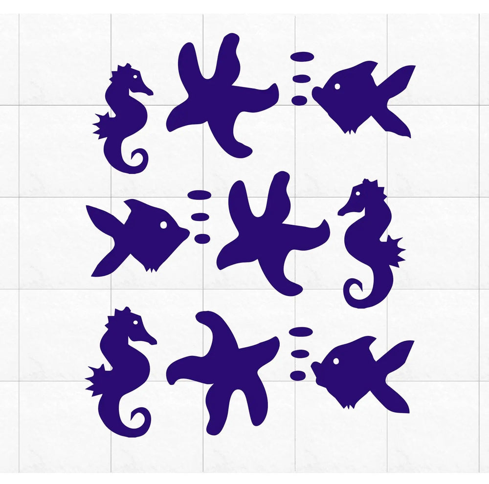Wandtattoo Badezimmer Set Meeresmotive 18-teilig mit Fischen, Seesternen & Seepferdchen - Sunnywall - Individualität trifft Design