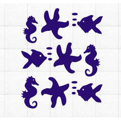 Wandtattoo Badezimmer Set Meeresmotive 18-teilig mit Fischen, Seesternen & Seepferdchen - Sunnywall - Individualität trifft Design