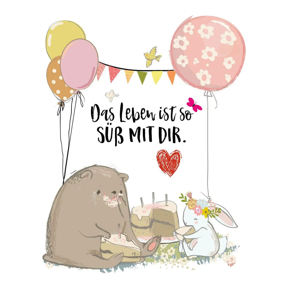 Wandtattoo Bär Hase Spruch – Das Leben ist so süß mit dir - Sunnywall - Individualität trifft Design