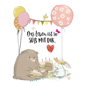 Wandtattoo Bär Hase Spruch – Das Leben ist so süß mit dir - Sunnywall - Individualität trifft Design