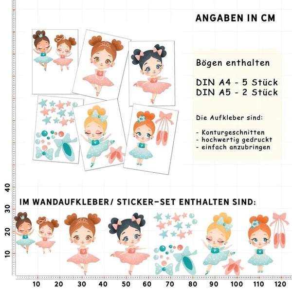 Wandtattoo Ballerina Kinderzimmer – Elegante Tanzmotive für kleine Tänzerinnen - Sunnywall - Individualität trifft Design