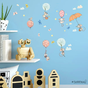 Wandtattoo Ballon Mäuse Kinderzimmer Wandaufkleber Set - Sunnywall - Individualität trifft Design