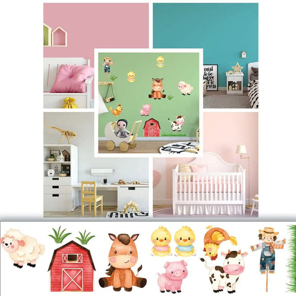 Wandtattoo Bauernhof Tiere Kinderzimmer fröhliche bunte Tiermotive - Sunnywall - Individualität trifft Design