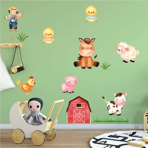 Wandtattoo Bauernhof Tiere Kinderzimmer fröhliche bunte Tiermotive - Sunnywall - Individualität trifft Design