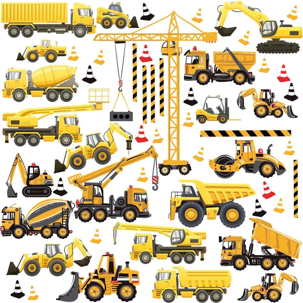 Wandtattoo Baufahrzeuge XXL Set - Kinderzimmer Aufkleber bunt Wanddeko - Sunnywall - Individualität trifft Design