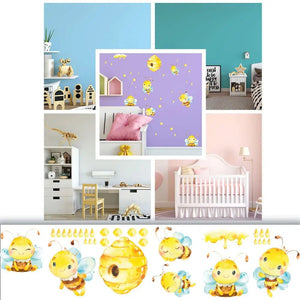 Wandtattoo Bienen Kinderzimmer – niedliche Bienen und Blumen bunt - Sunnywall - Individualität trifft Design