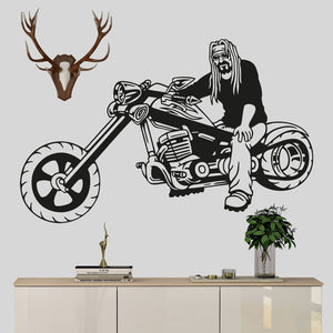 Wandtattoo Biker Chopper Fahrer Cooler Motorradfahrer mit Bandana - Sunnywall - Individualität trifft Design