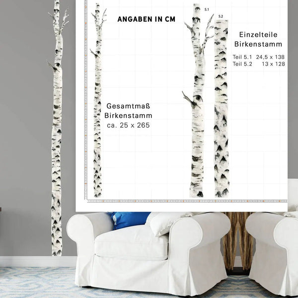Wandtattoo Birkenstamm Zauberhafter Birkenhain für natürliche Wandgestaltung - Sunnywall - Individualität trifft Design