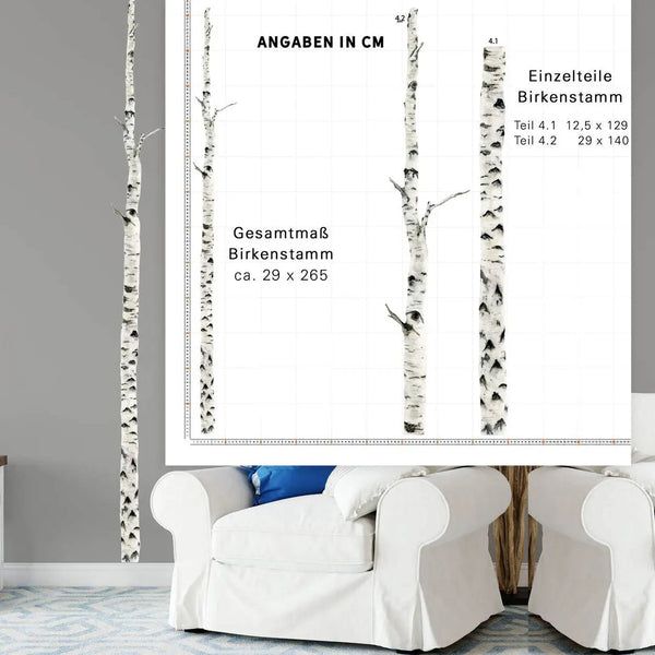 Wandtattoo Birkenstamm Zauberhafter Birkenhain für natürliche Wandgestaltung - Sunnywall - Individualität trifft Design