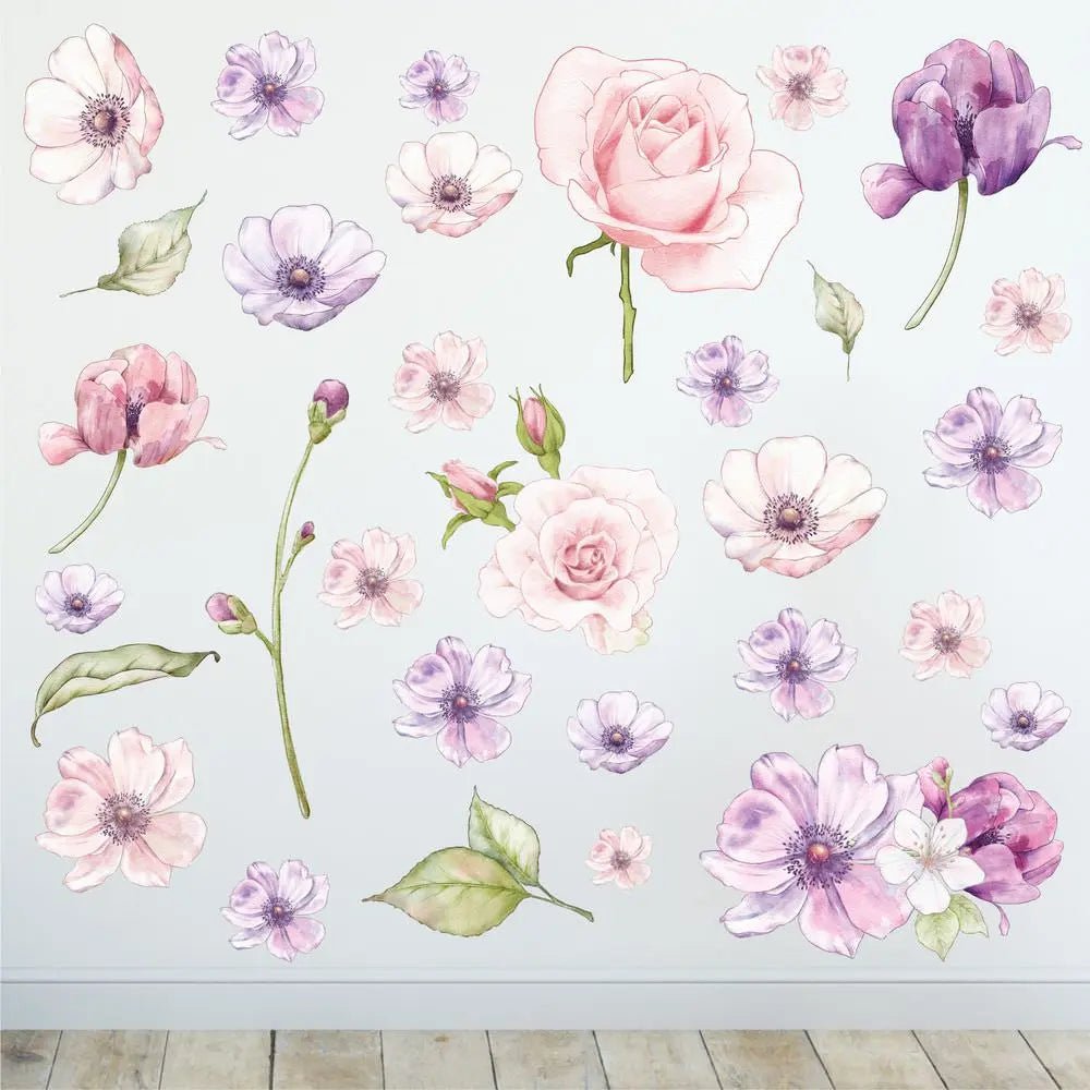 Wandtattoo Blumen Kinderzimmer Wandaufkleber Set – Florale Wanddeko - Sunnywall - Individualität trifft Design