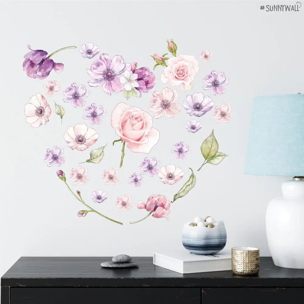 Wandtattoo Blumen Kinderzimmer Wandaufkleber Set – Florale Wanddeko - Sunnywall - Individualität trifft Design