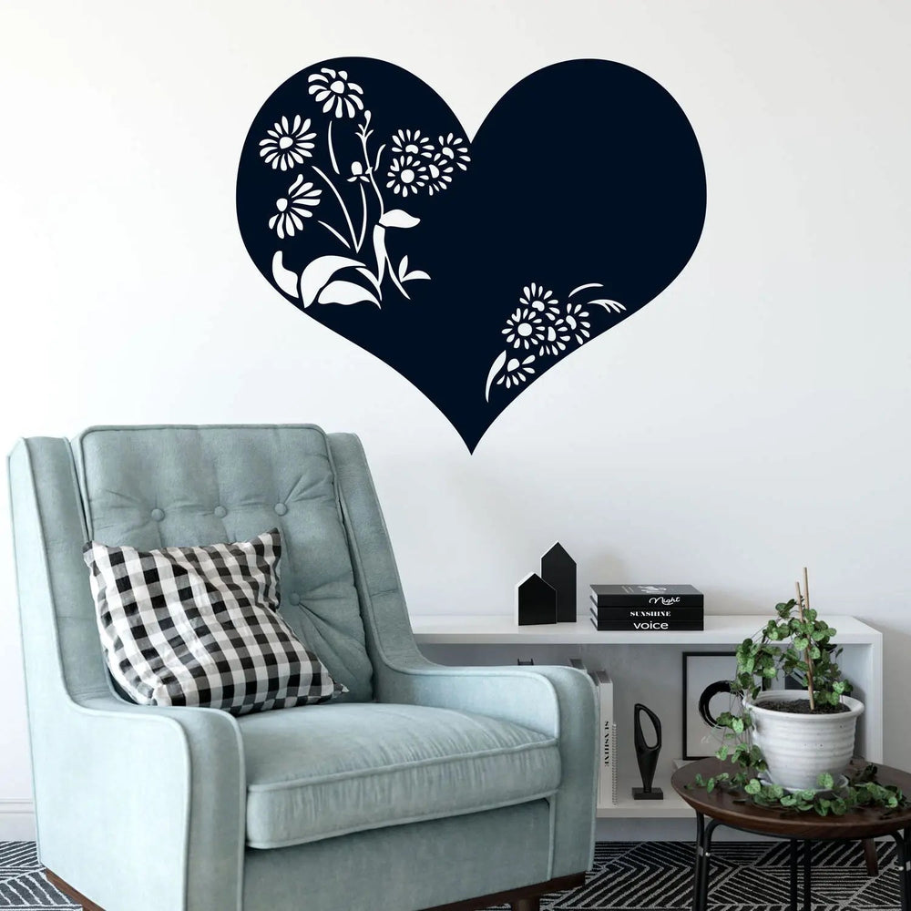 Wandtattoo Blumenherz – Romantische Blumenranke in Herzform - Sunnywall - Individualität trifft Design