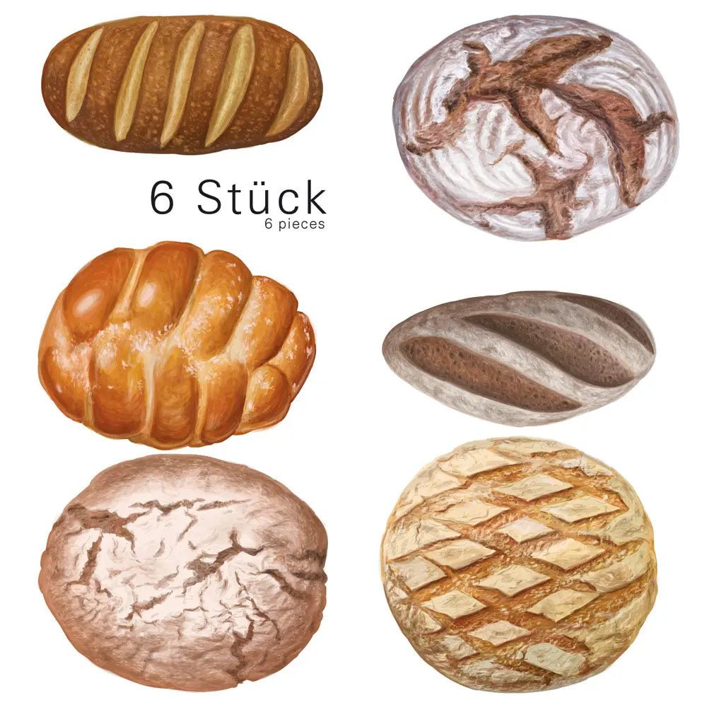 Wandtattoo Brot Set Küche – Aquarell-Aufkleber mit Backwaren für Café, Bistro & Zuhause - Sunnywall - Individualität trifft Design
